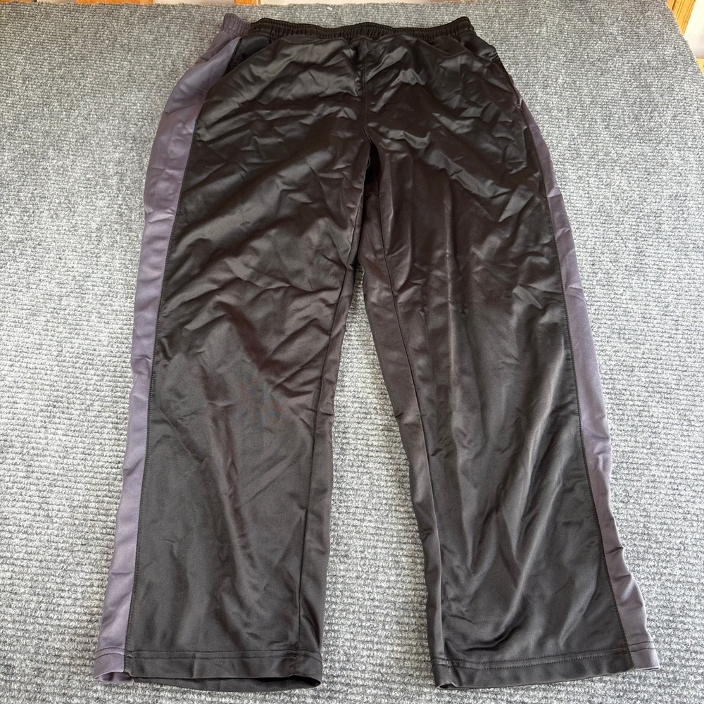 AND1 Mens XL Basketball Track Pants Black Gray Side Stripe Athletic Warm Up 3658